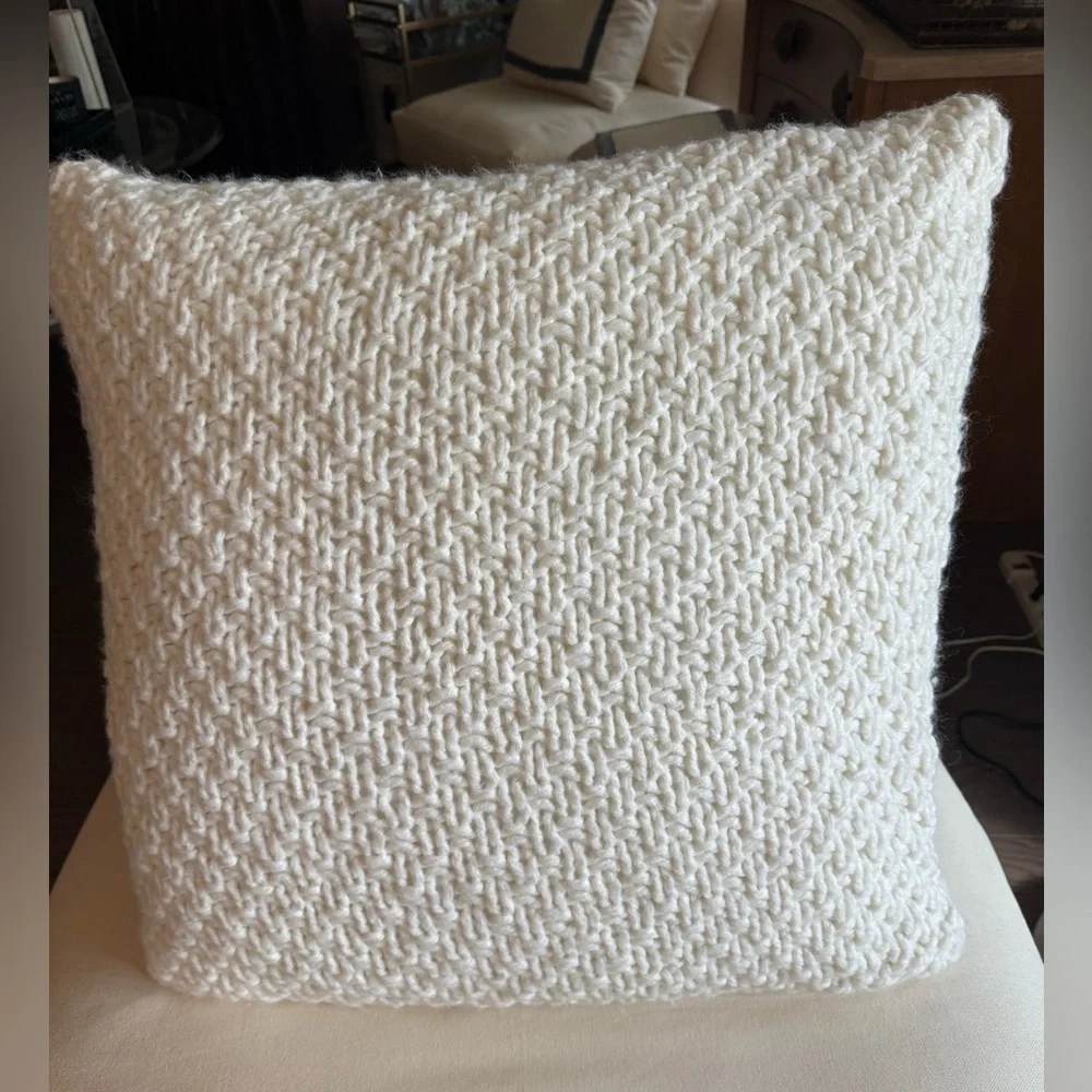 POTTERY BARN Chunky Cable Knit Faux Fur Throw Pillow Cover 24